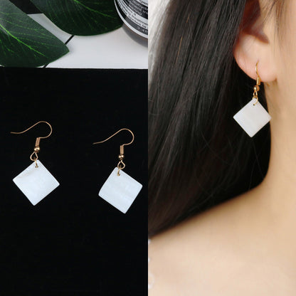 Long Tassel Earrings Square Pearl Asymmetric Earrings-Jewearrings