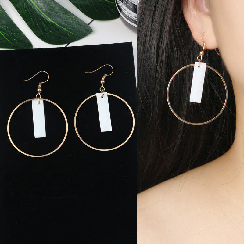 Long Tassel Earrings Square Pearl Asymmetric Earrings-Jewearrings