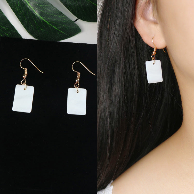 Long Tassel Earrings Square Pearl Asymmetric Earrings-Jewearrings