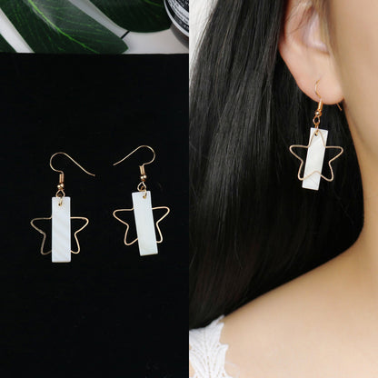 Long Tassel Earrings Square Pearl Asymmetric Earrings-Jewearrings