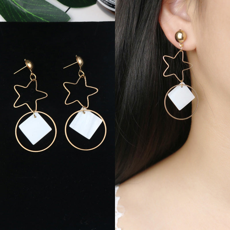 Long Tassel Earrings Square Pearl Asymmetric Earrings-Jewearrings