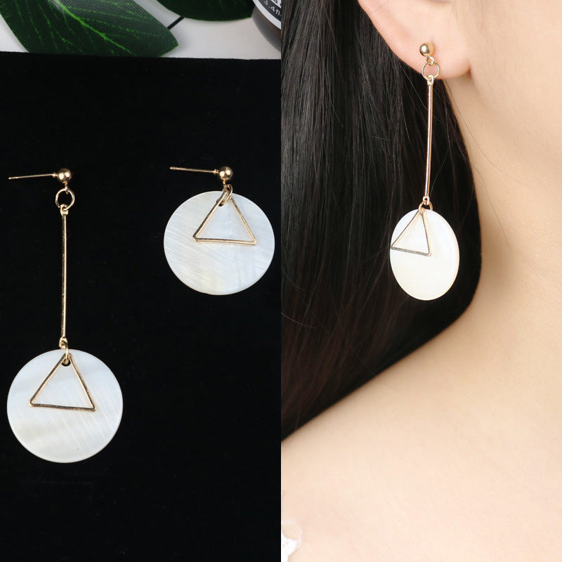 Long Tassel Earrings Square Pearl Asymmetric Earrings-Jewearrings