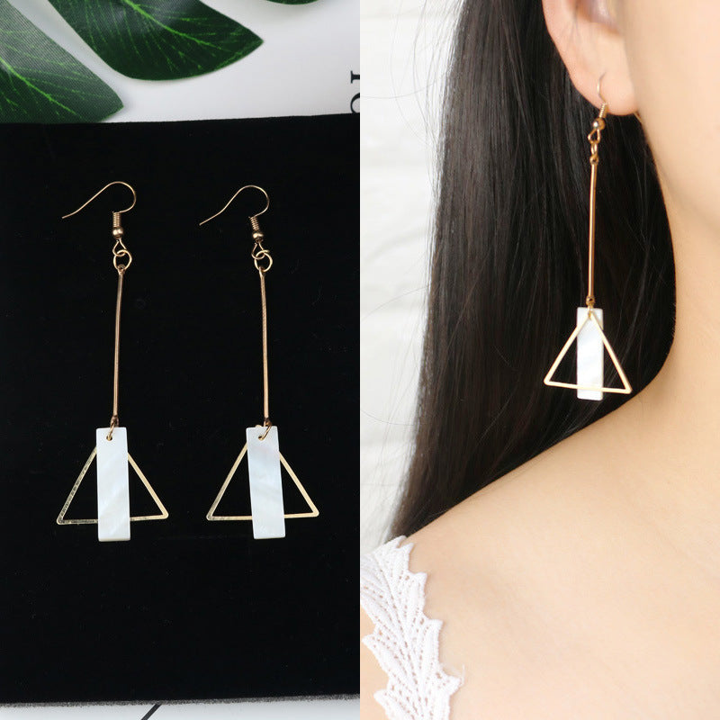 Long Tassel Earrings Square Pearl Asymmetric Earrings-Jewearrings