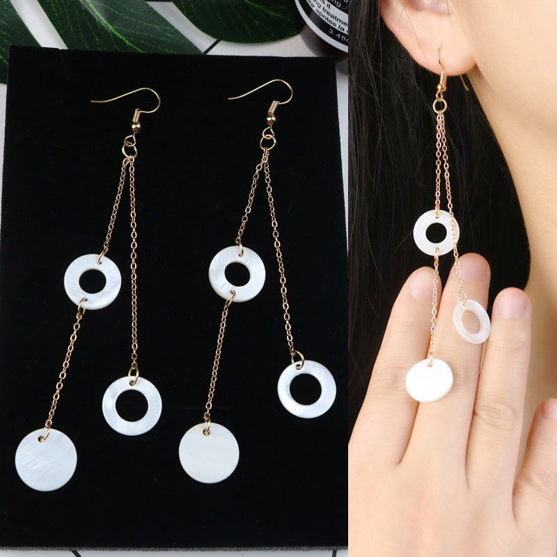 Long Tassel Earrings Square Pearl Asymmetric Earrings-Jewearrings