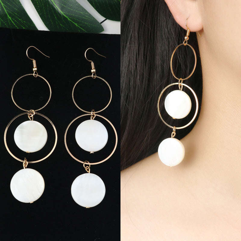 Long Tassel Earrings Square Pearl Asymmetric Earrings-Jewearrings