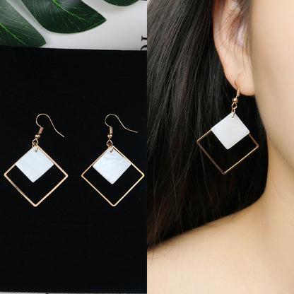 Long Tassel Earrings Square Pearl Asymmetric Earrings-Jewearrings