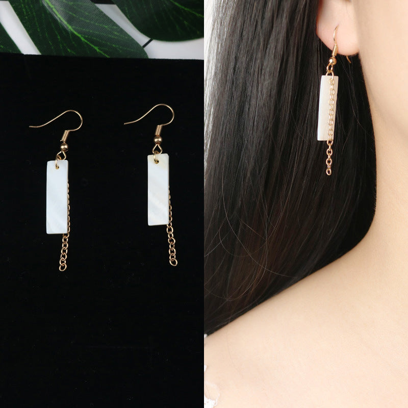 Long Tassel Earrings Square Pearl Asymmetric Earrings-Jewearrings