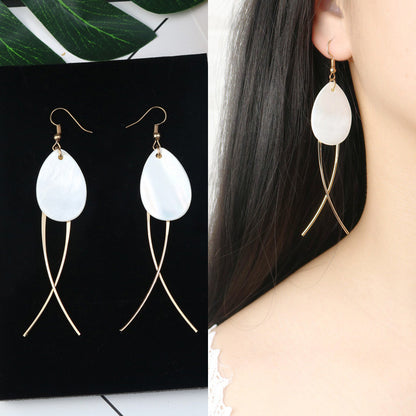 Long Tassel Earrings Square Pearl Asymmetric Earrings-Jewearrings