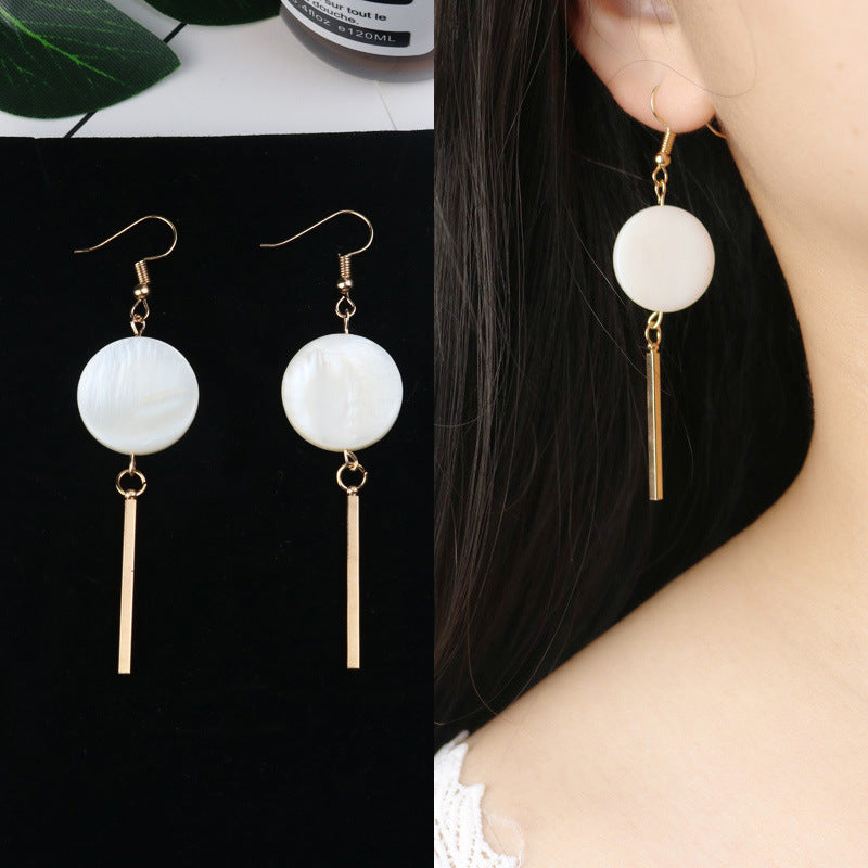 Long Tassel Earrings Square Pearl Asymmetric Earrings-Jewearrings