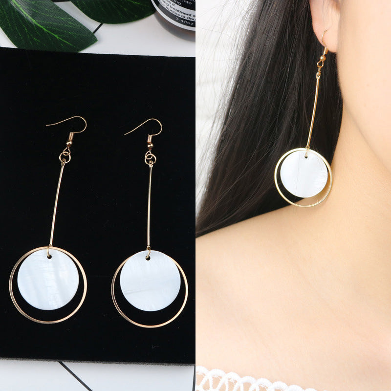 Long Tassel Earrings Square Pearl Asymmetric Earrings-Jewearrings