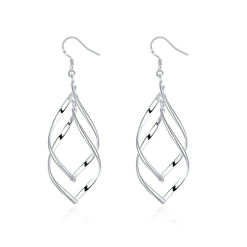 Japanese And Korean Sweet Fashion Hollow Silver Plated Earrings-Jewearrings