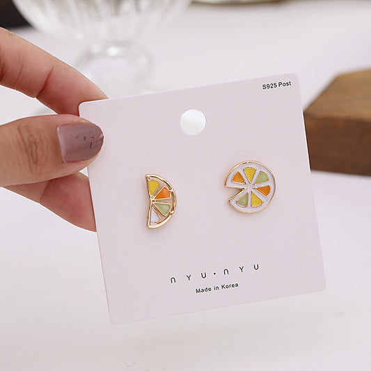 S925 Silver Needle Cold Wind Lemon Earrings Female Korean Temperament Net Red Earrings New Trendy Personality Earrings Female Simple-Jewearrings