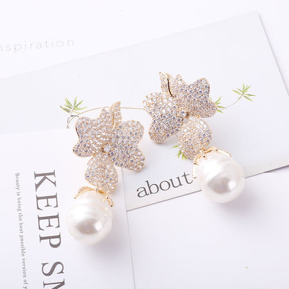 Net Red New European And American Fashion Pearl Earrings-Jewearrings