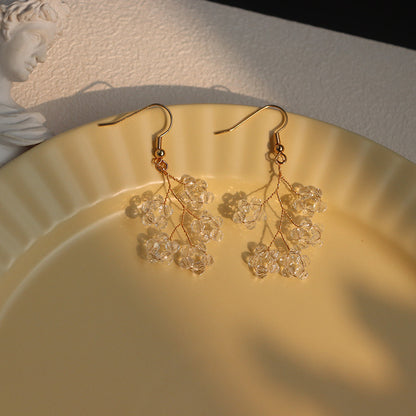 Crystal Braided Leaf Vein Ear Clip Earrings-Jewearrings