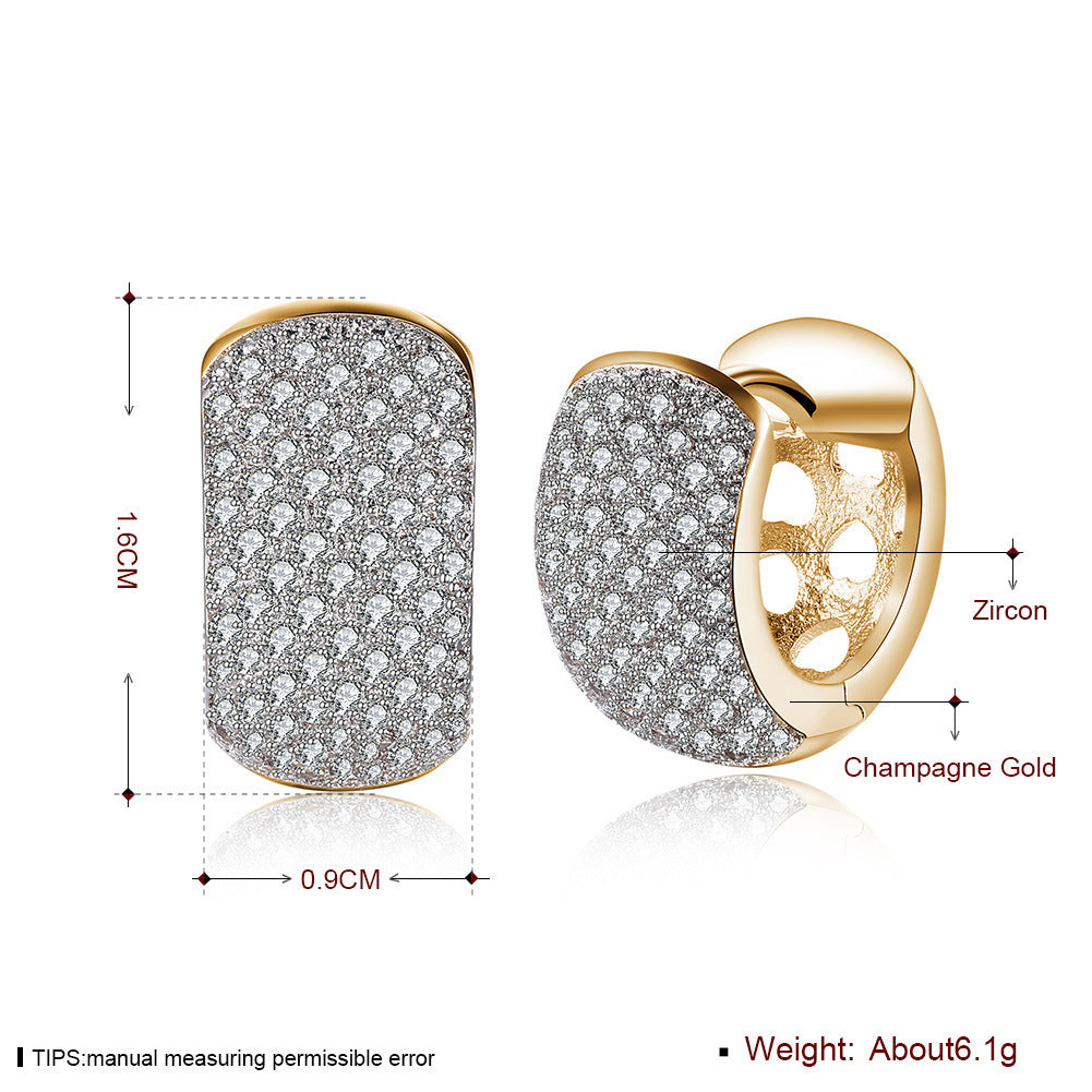 Round Crystal Earrings For Women Gold-color Hoop Earrings CZ Stone Cubic Zirconia Earring Vintage Jewelry-Jewearrings