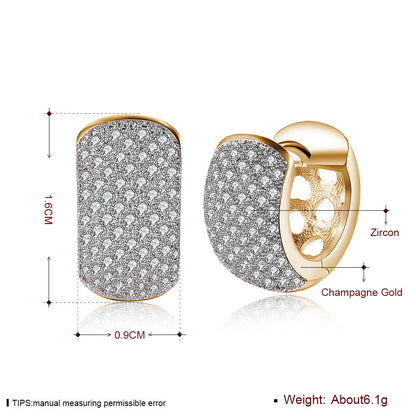 Round Crystal Earrings For Women Gold-color Hoop Earrings CZ Stone Cubic Zirconia Earring Vintage Jewelry-Jewearrings