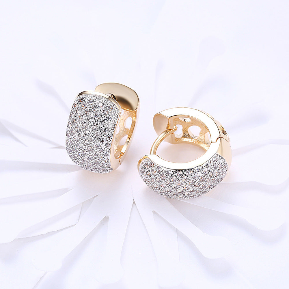 Round Crystal Earrings For Women Gold-color Hoop Earrings CZ Stone Cubic Zirconia Earring Vintage Jewelry-Jewearrings