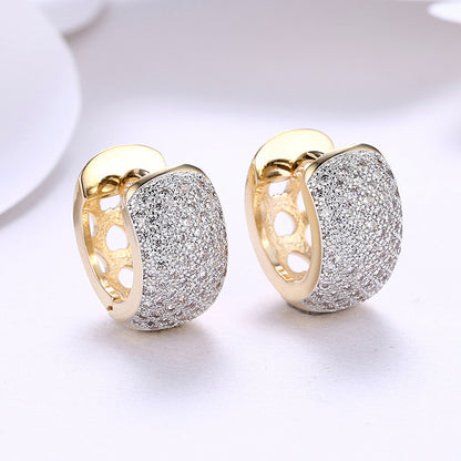 Round Crystal Earrings For Women Gold-color Hoop Earrings CZ Stone Cubic Zirconia Earring Vintage Jewelry-Jewearrings