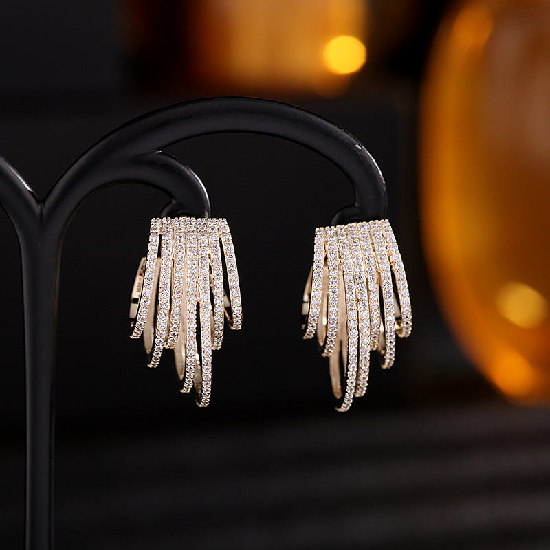 Zircon Short 925 Silver Needle Geometric Retro Earrings-Jewearrings