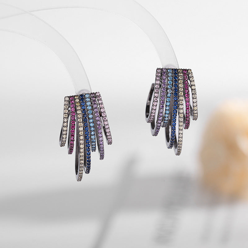 Zircon Short 925 Silver Needle Geometric Retro Earrings-Jewearrings