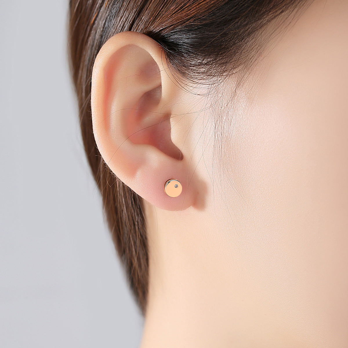 Japanese Simple S925 Pure Silver Single Zirconium Earrings-Jewearrings