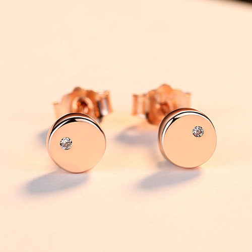 Japanese Simple S925 Pure Silver Single Zirconium Earrings-Jewearrings