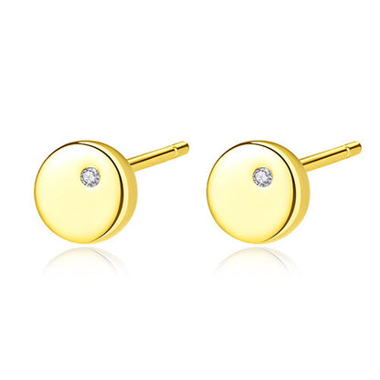 Japanese Simple S925 Pure Silver Single Zirconium Earrings-Jewearrings