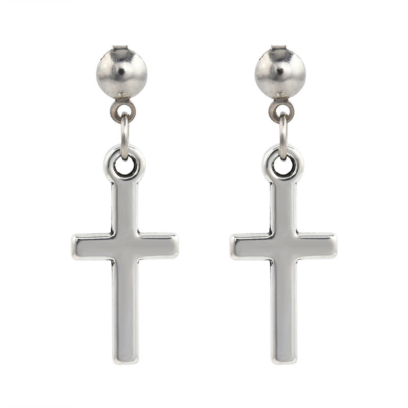 Cross Earrings Ear Buckle All-match Glossy Earrings Men And Women Accessories-Jewearrings