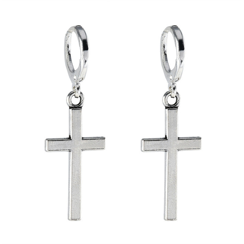 Cross Earrings Ear Buckle All-match Glossy Earrings Men And Women Accessories-Jewearrings