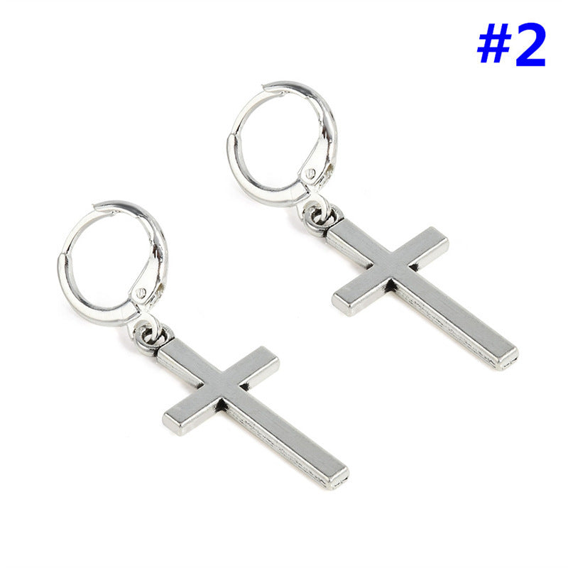 Cross Earrings Ear Buckle All-match Glossy Earrings Men And Women Accessories-Jewearrings