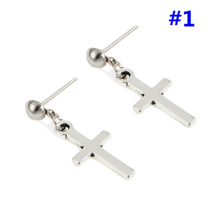 Cross Earrings Ear Buckle All-match Glossy Earrings Men And Women Accessories-Jewearrings