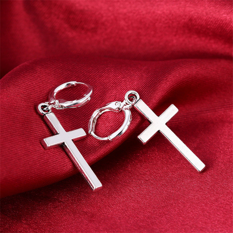 Cross Earrings Ear Buckle All-match Glossy Earrings Men And Women Accessories-Jewearrings