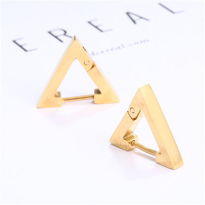 Stainless Steel Creative Hoop Earrings Women Triangular Earrings Fashion Jewelry Huggie Men Punk Hiphop-Jewearrings