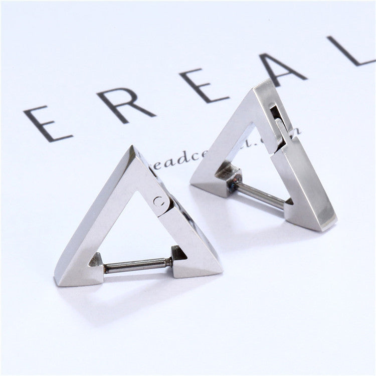 Stainless Steel Creative Hoop Earrings Women Triangular Earrings Fashion Jewelry Huggie Men Punk Hiphop-Jewearrings