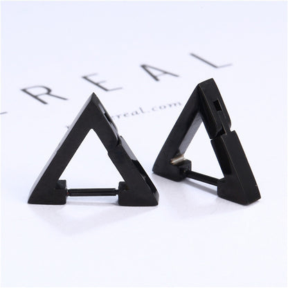 Stainless Steel Creative Hoop Earrings Women Triangular Earrings Fashion Jewelry Huggie Men Punk Hiphop-Jewearrings