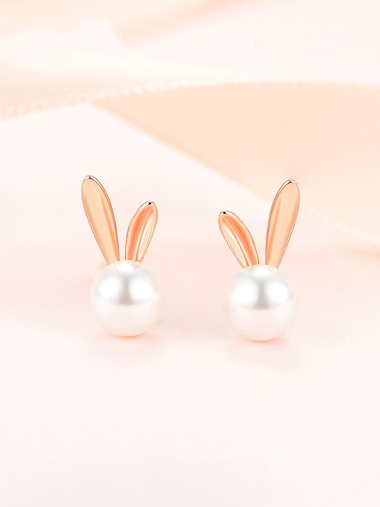 Rabbit Pearl Earrings Female Summer Sterling Silver New Trendy Niche Design High-end Earrings-Jewearrings