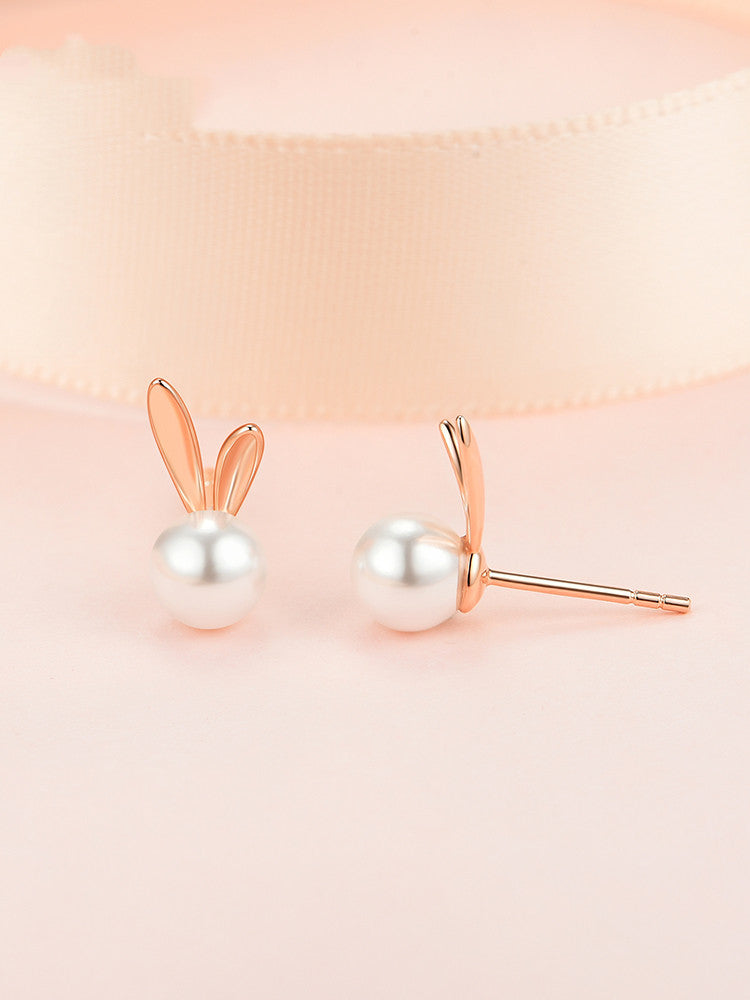 Rabbit Pearl Earrings Female Summer Sterling Silver New Trendy Niche Design High-end Earrings-Jewearrings