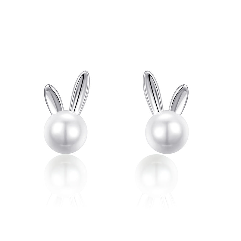 Rabbit Pearl Earrings Female Summer Sterling Silver New Trendy Niche Design High-end Earrings-Jewearrings