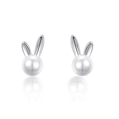 Rabbit Pearl Earrings Female Summer Sterling Silver New Trendy Niche Design High-end Earrings-Jewearrings