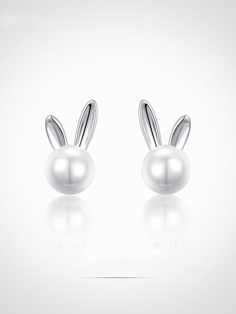 Rabbit Pearl Earrings Female Summer Sterling Silver New Trendy Niche Design High-end Earrings-Jewearrings