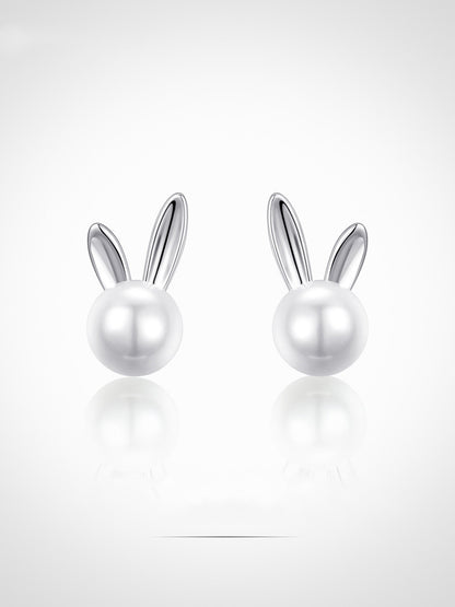 Rabbit Pearl Earrings Female Summer Sterling Silver New Trendy Niche Design High-end Earrings-Jewearrings