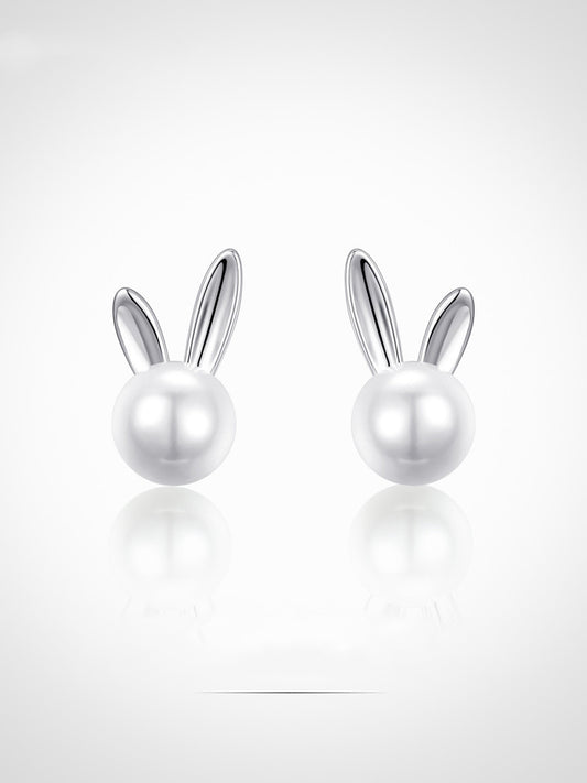 Rabbit Pearl Earrings Female Summer Sterling Silver New Trendy Niche Design High-end Earrings-Jewearrings