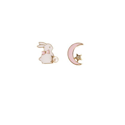 Pure Silver Earrings Cute Rabbit Pearl Earrings Versatile Temperament Earrings Mori Net Red Ear Clip-Jewearrings