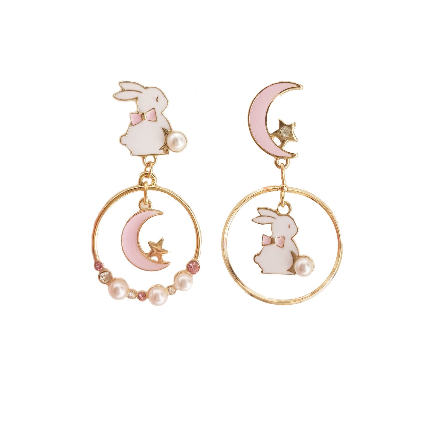 Pure Silver Earrings Cute Rabbit Pearl Earrings Versatile Temperament Earrings Mori Net Red Ear Clip-Jewearrings