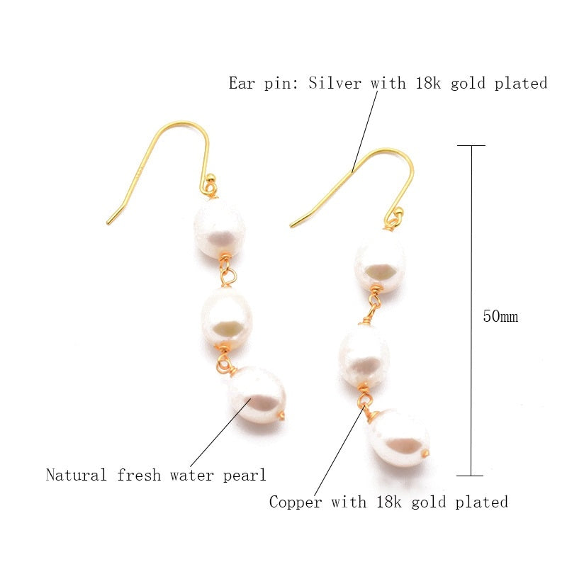 Pure Natural Pearl Earrings Long-Jewearrings