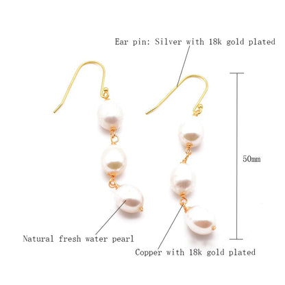 Pure Natural Pearl Earrings Long-Jewearrings