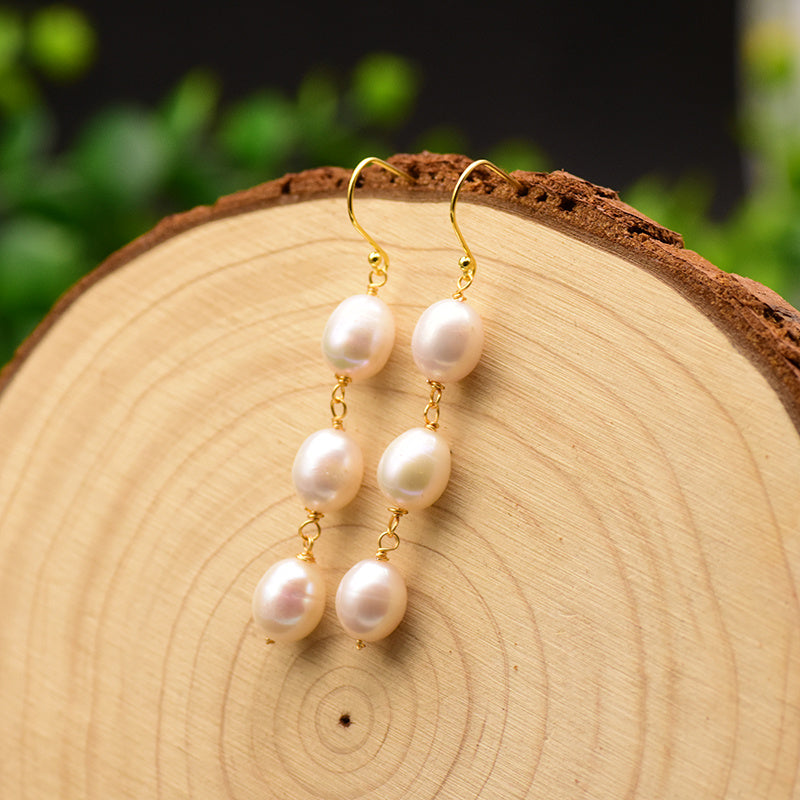 Pure Natural Pearl Earrings Long-Jewearrings