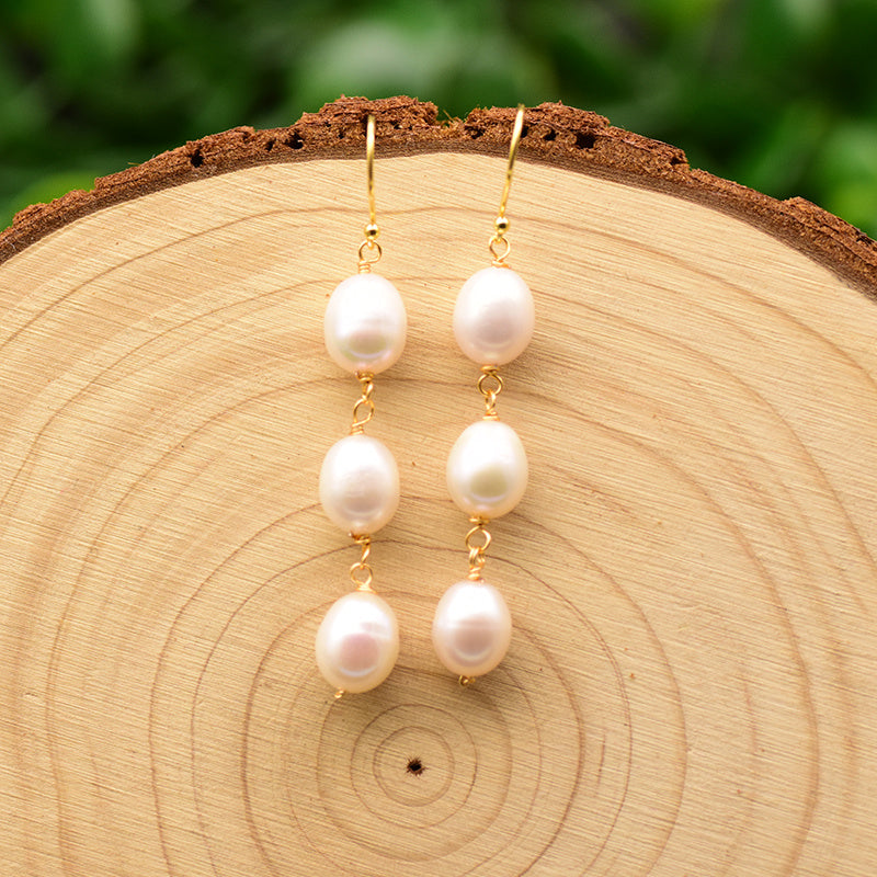 Pure Natural Pearl Earrings Long-Jewearrings