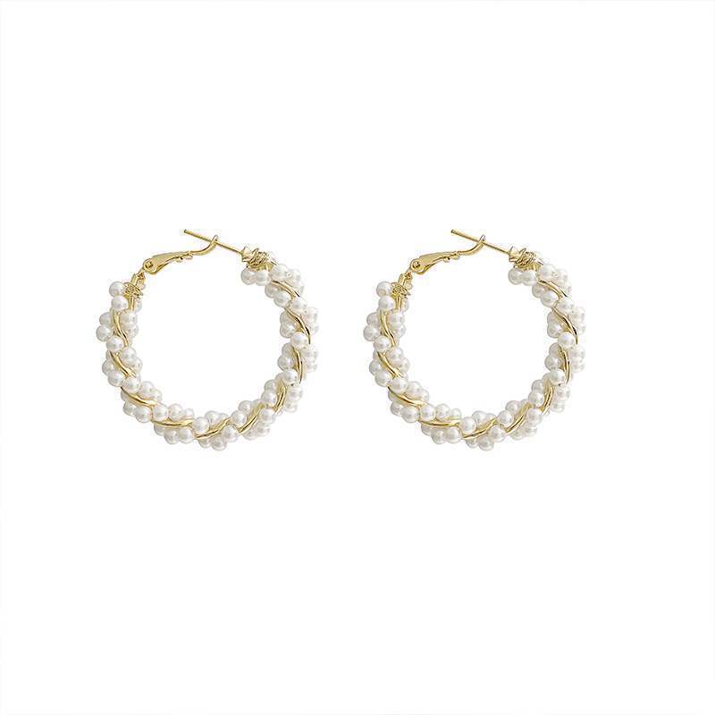 Pearl Circle Earrings, Female Earrings, High-end Exaggerated Earrings, Round Earrings-Jewearrings