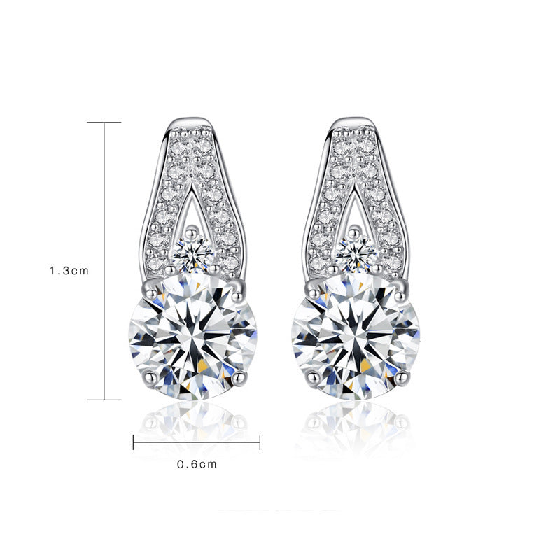 Sterling Silver Zircon Women's Stud Earrings-Jewearrings